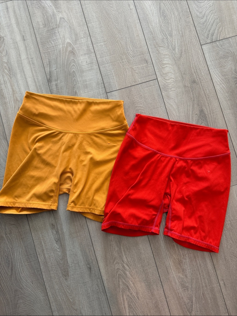 Love Fitness Ribbed Bike Shorts 5” Inseam- Womens M- Orange/Red
